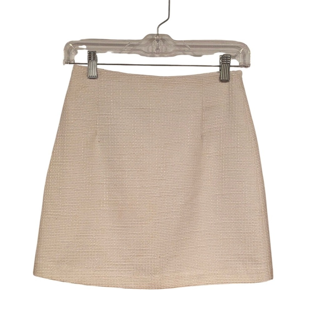 Wave Cream Textured Mini Skirt A Line Boucle Tweed Korea Womens Size S